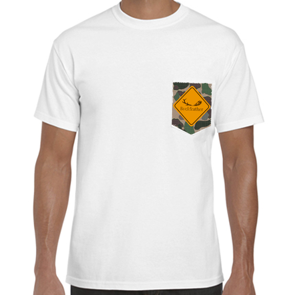 Camo Caution - White Pocket T