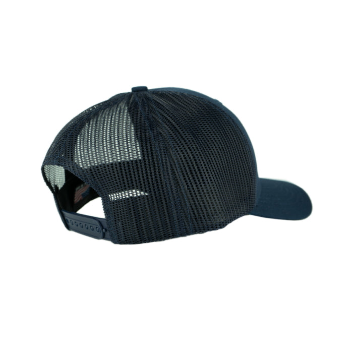 Navy Mesh Hat with Leather Patch