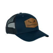 Navy Mesh Hat with Leather Patch