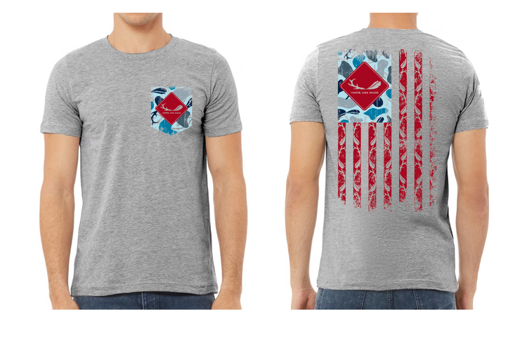 BLUE CAMO Flag Back T-Shirt